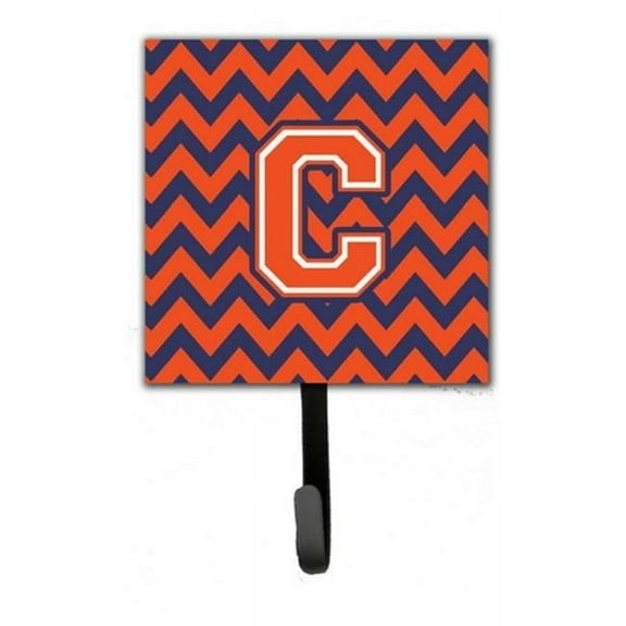 Letter C Chevron Orange & Blue Leash or Key Holder, 6 x 1.25 x 4.25 in.