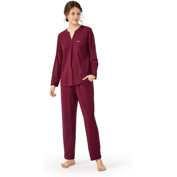 Womens Pajama Set Modal Cotton Pajamas Long Sleeve Women Sleepwear  Loungewear S~XL 