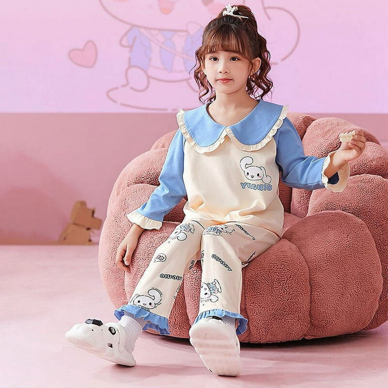 Kawaii Sanrio Pajamas Hello Kitty Stuff Anime Cute Cartoon Long Sleeves  Long Pants Comfortable Breathable Homewear Girl Gift