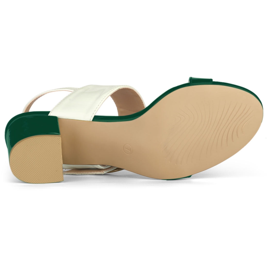 DARING DIVA Women's Slingback Block Heel Sandals with Buckle Decor Green White 9