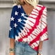 thumbnail image 1 of Fiudx Ofertas Flash Del Día Solo En Línea Blusa de Manga 3/4 con Estampado de Moda para Mujer, Camiseta con Cuello En V, Tops Informales para El Día de La Independencia, 1 of 4
