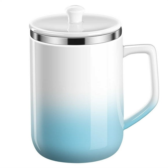 Binwennn Cute Cups Clear Metal Shot Glasses with Handle Temp Sense Stirring Ceramic Cup Auto Mix Tea/Milk Cup Portable