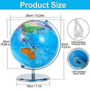 TJT 3D AR Educational World Globe, 10 Interactive Globe for Kids with Metal Stand , Earth Globes for Adults, LED Illuminated Night Lighting Gift