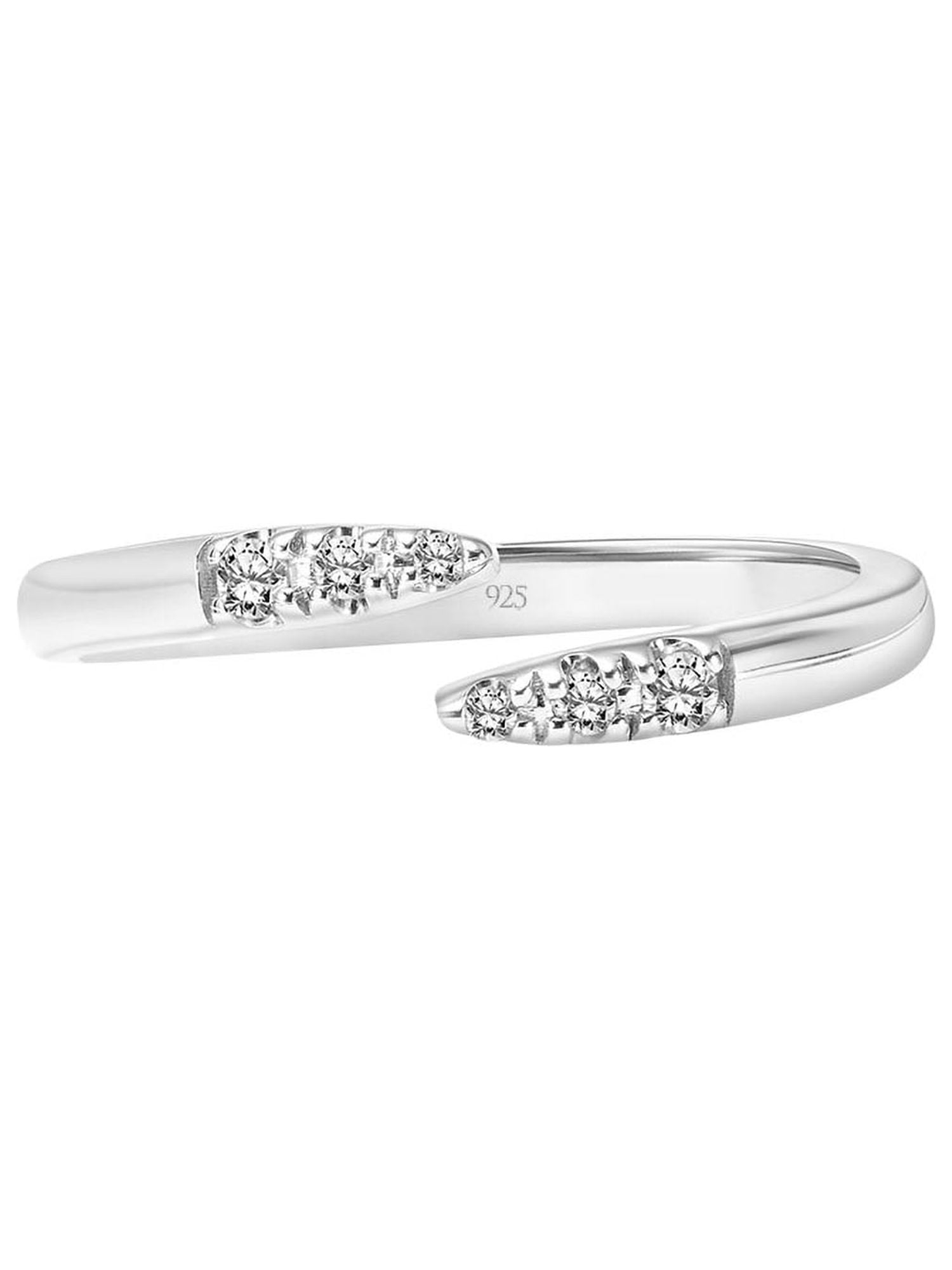 Keepsake Diamond-Accent Open Bypass Stacking Ring in Sterling Silver