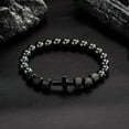 thumbnail image 2 of Cross Bracelet Gifts for Men Father Dad Husband Grandpa Brother Father's Day Birthday Graduation Anniversary Christmas Christian Obsidian Beads Bracelet Gifts for Men Teen Boys, 2 of 5