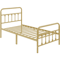 thumbnail image 2 of Alden Design Twin Size Metal Platform Bed Frame with High Headboard and Footboard for Adult, Antique Gold, 2 of 10