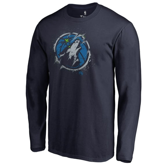 Men's Navy Minnesota Timberwolves Splatter Logo Long Sleeve T-Shirt