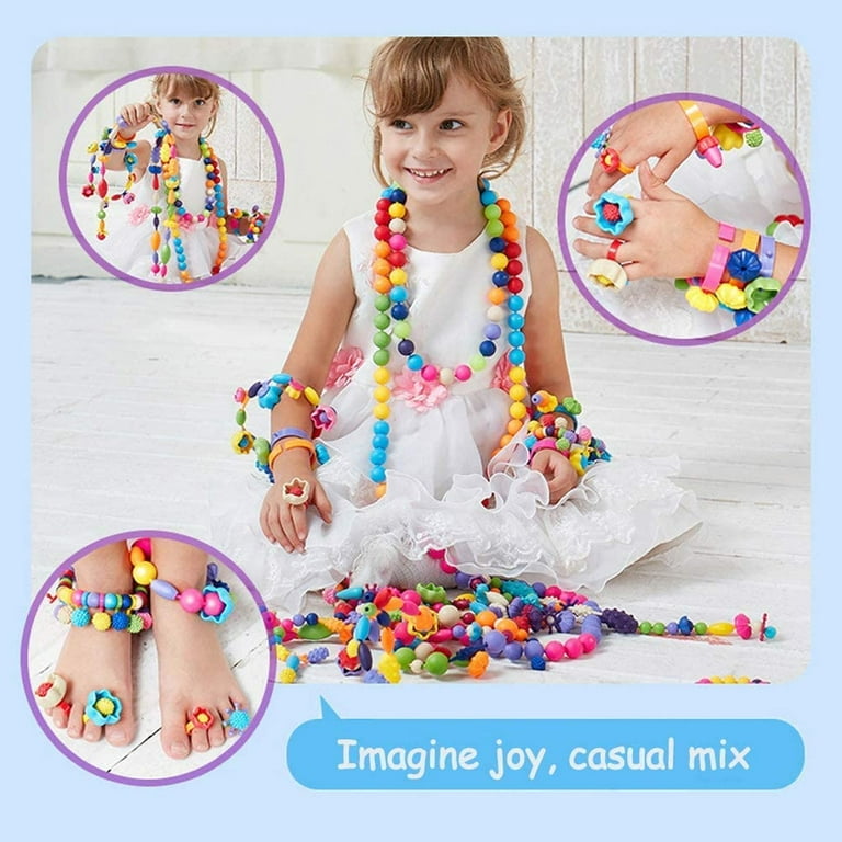 1000+ Snap Pop Beads for Girls Toys - Kids Jewelry Making Kit Pop-Bead Art and Craft Kits DIY Bracelets Necklace and Rings Toy for Age 3 4 5 6 7 8