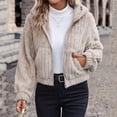 thumbnail image 4 of Womens Cropped Fleece Jacket Zip Up Long Sleeve Soft Plush Jackets Casual Warm Lightweight Winter Coats with Pockets, 4 of 4