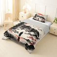 thumbnail image 2 of Homewish Japanese Landscape Twin Comforter Sets,Sunset Ink Painting Bedding Set,Red Cream,Light Gray Reversible,2pcs,1 Comforter and 1 Pillowcase, 2 of 7