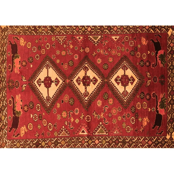Ahgly Company Indoor Rectangle Persian Orange Traditional Area Rugs, 7' x 10'