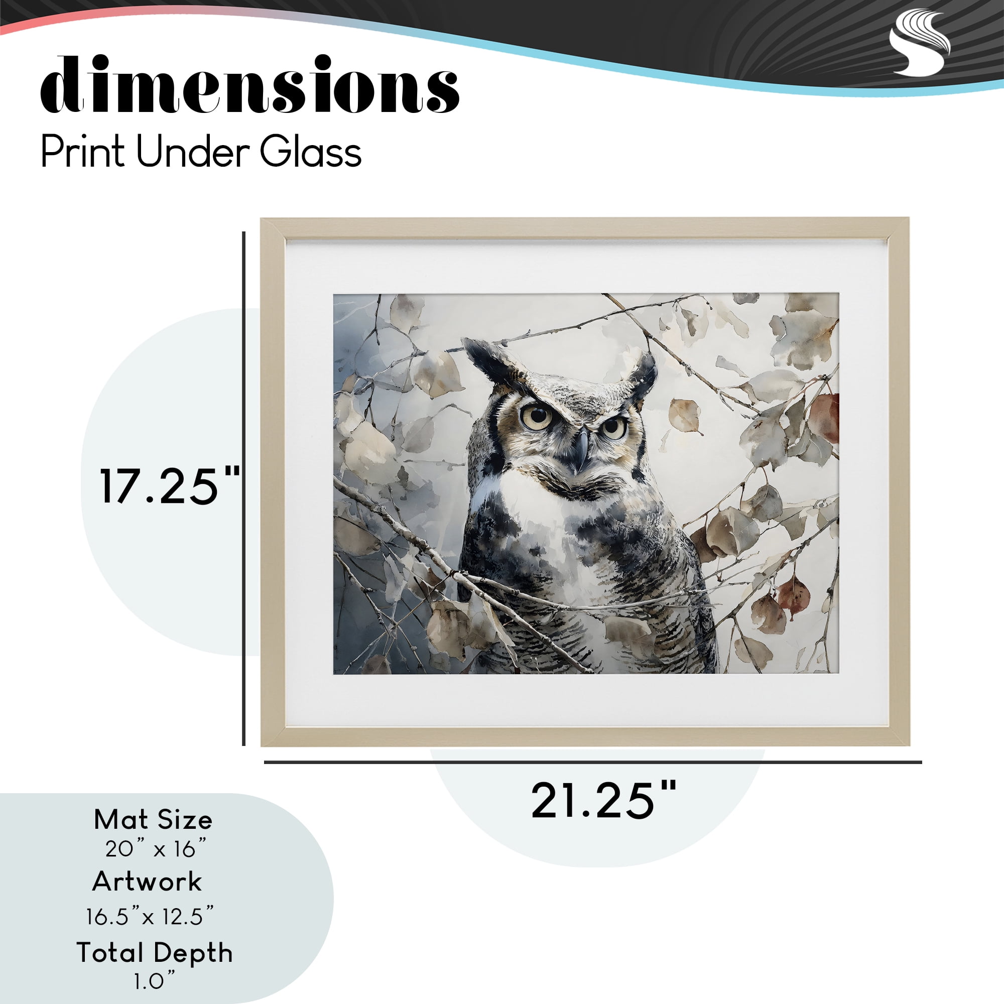 Stupell Industries Horned Owl Perched Birch Framed Print Under Glass, design by Franklyn Gregory