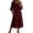 Wine, variant on Dvprdro Ruffle Collar 3/4 Sleeve A Line Midi Dress for Women Loose Fit Solid Color Casual Summer