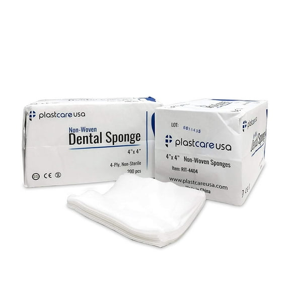 400 4x4 Non Woven Sponges 4-Ply, Non-Sterile Cotton Dental Gauze (2 Packs of 200)