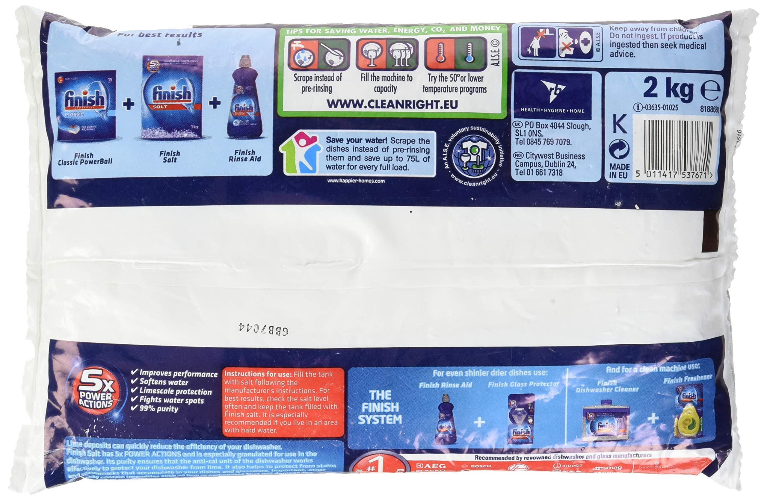 Bosch Finish SGZ9091UC Dishwasher Salt - 2Kg Package may vary