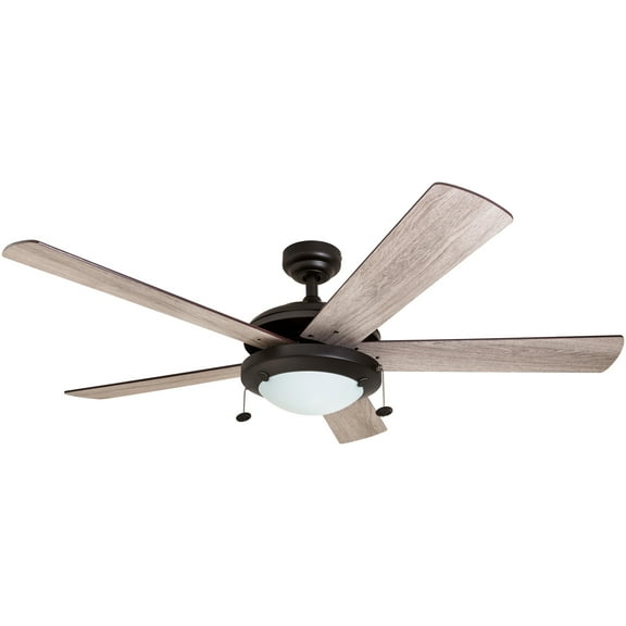 Prominence Home Bolivar 52" Bronze Ceiling Fan with 5 Blades, Integrated LED Light Kit, Pull Chains & Reverse Airflow