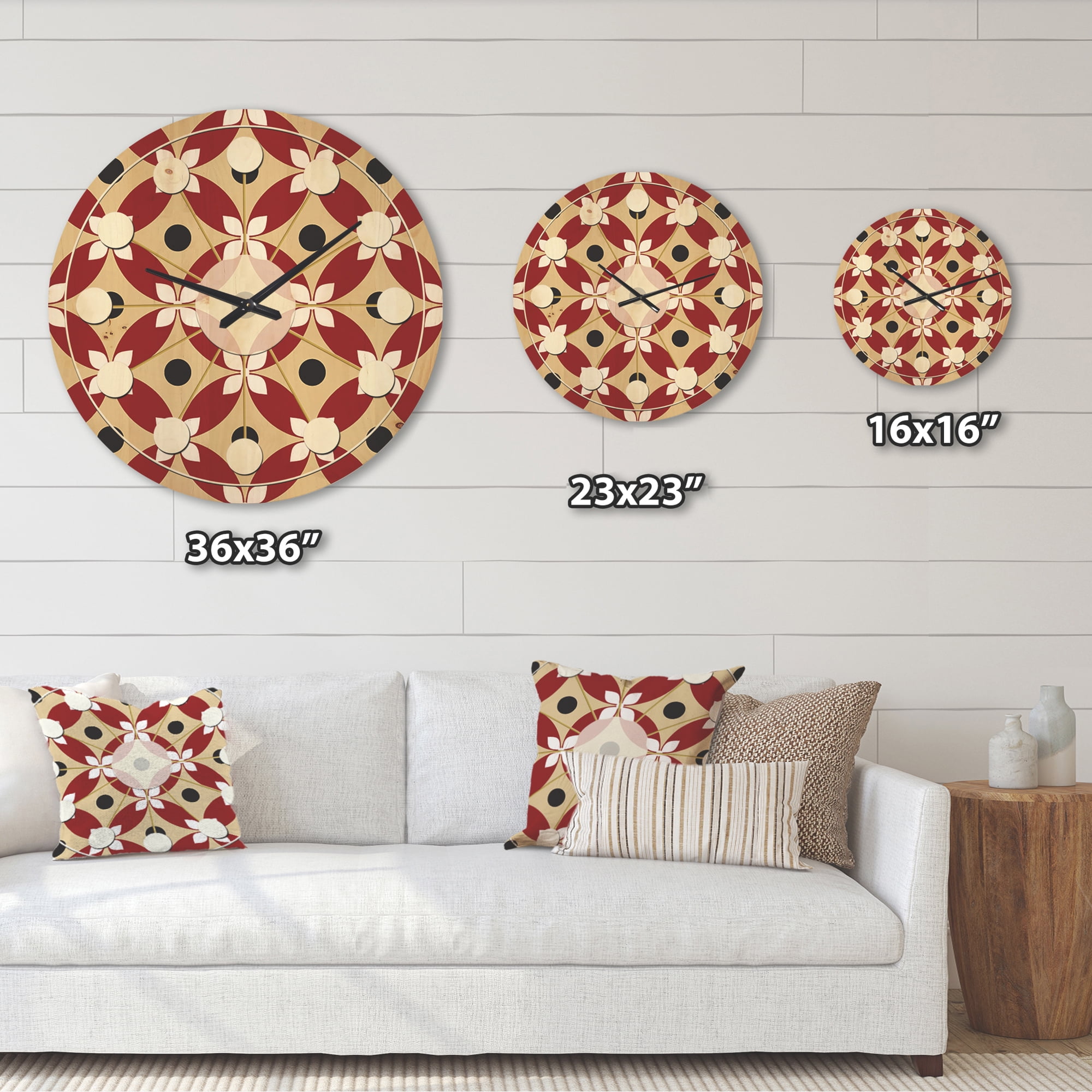 Designart 'Abstract Retro Pattern Design XXII' Mid-Century Modern Wood Wall Clock
