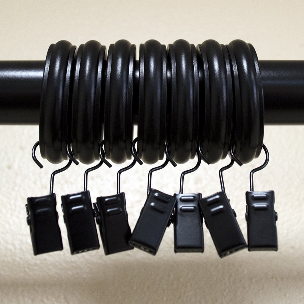 Lumino 1" Black Curtain Clip Rings (7 pack)