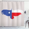 thumbnail image 1 of Texas Star Shower Curtain, Bald Eagle Silhouette with Lone Star Wings of Freedom Animal, Fabric Bathroom Set with Hooks, 69W X 84L Inches Extra Long, Violet Blue Vermilion White, by Ambesonne, 1 of 3