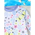 thumbnail image 4 of SGMVNU Girls 2 Piece Swimsuits Rash Guard Long Sleeve Ruffle Swim Top with Ruffle Shorts Cute Floral Bathing Suit Size 4-5 Years Blue, 4 of 7