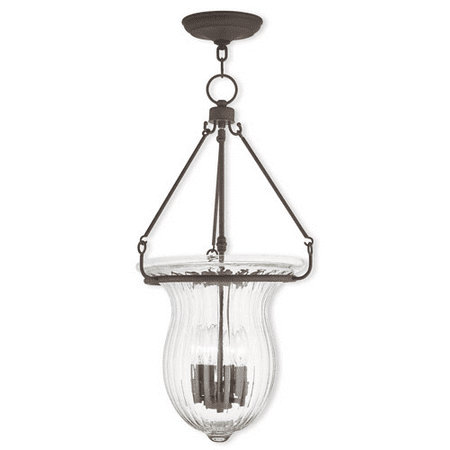 

Pendants Porch 4 Light With Hand Crafted Fluted Clear Glass Bronze size 14 in 240 Watts - World of Crystal