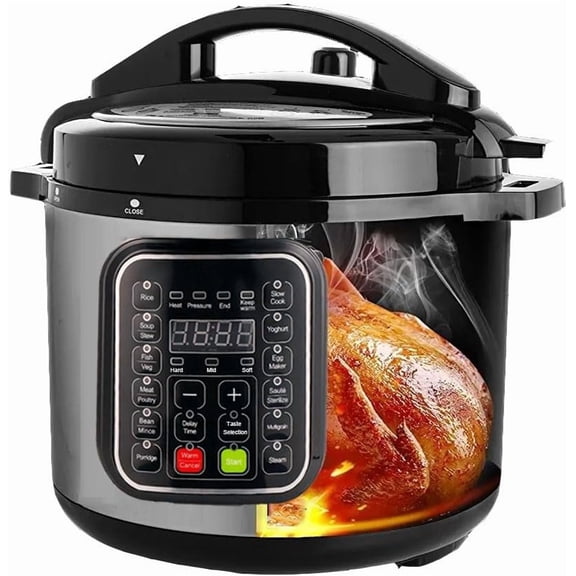 8qt stainless steel Pressure Cooker | 24-hour Presetting electric rice cooker, 14 in 1 slow cooker with temperature control LED Multifunction Steamer, Food Warmer nonstick pot