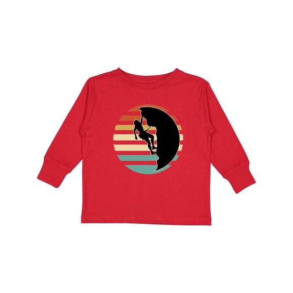 Inktastic Rock Climbing Mountain Climber Silhouette Boys or Girls Long Sleeve Toddler T-Shirt