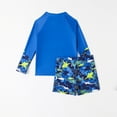 thumbnail image 4 of Boys 2 Piece Rash Guard Swimsuits Kids Long Sleeve Swimwear Sets Quick Dry Sun Protection Bathing Suits Blue, 7 Years, 4 of 7
