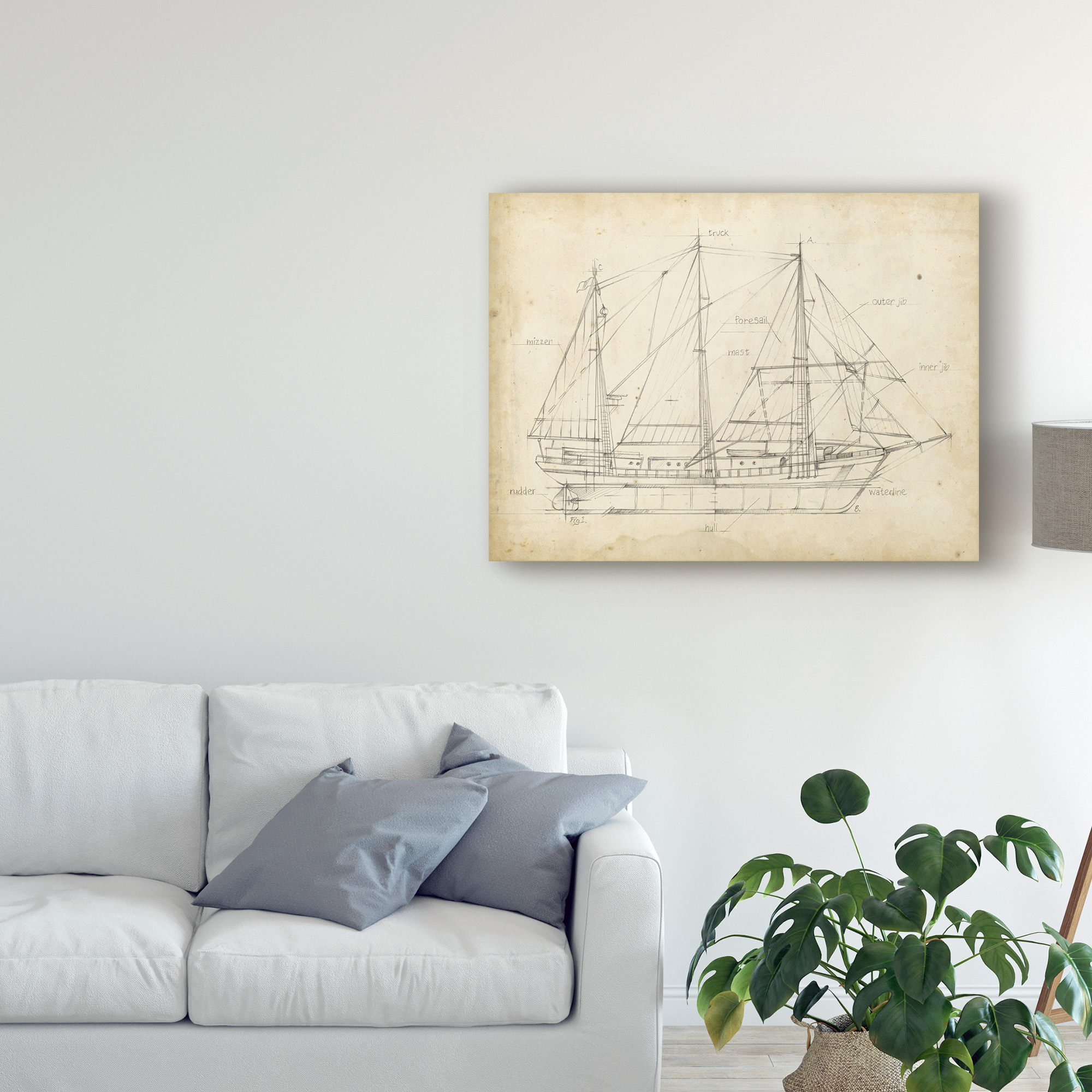 Trademark Fine Art 'Sailboat Blueprint II' Canvas Art by Ethan Harper