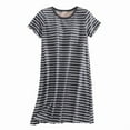 thumbnail image 4 of Sakmal 100% Cotton Nightgowns Women Comfy Loungewear Gray Striped Short Sleeve Nightgowns for Women, 4 of 5