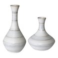 thumbnail image 1 of Uttermost Potter Fluted Striped Earthenware Vases in Ivory/Blue/Tan (Set of 2), 1 of 3