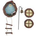 thumbnail image 2 of 1 Set Outdoor Garden Statue Sculptures Decoration Miniature Fairy Door And Windows With Lantern Garden Ornament Accessories Kit Yard Trees Hugger, 2 of 3