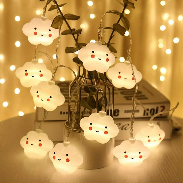 Baby Kids Cute Cloud with Face Shape Lamp Room Light Corridor Decor Small  Night Light (Warm White) Halloween Christmas Holiday String Lights 10 LED  with Battery Powered Party Classroom Decor - - 