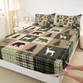 thumbnail image 3 of Feelyou Vintage Lodge Cabin Bed Sheets, Jungle Bear Deer Animal King Sheets, Western Countryside Sheet Set, Green Breathable Home Decor, 4 Pieces, 3 of 7