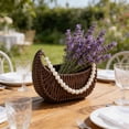 thumbnail image 4 of 1Pcs Rattan Flower Girl Basket with Pearl Handle, Small Half Moon Wicker Basket for Wedding Flower Girl Picnic Garden Storage and Home Decor (Beige), 4 of 9