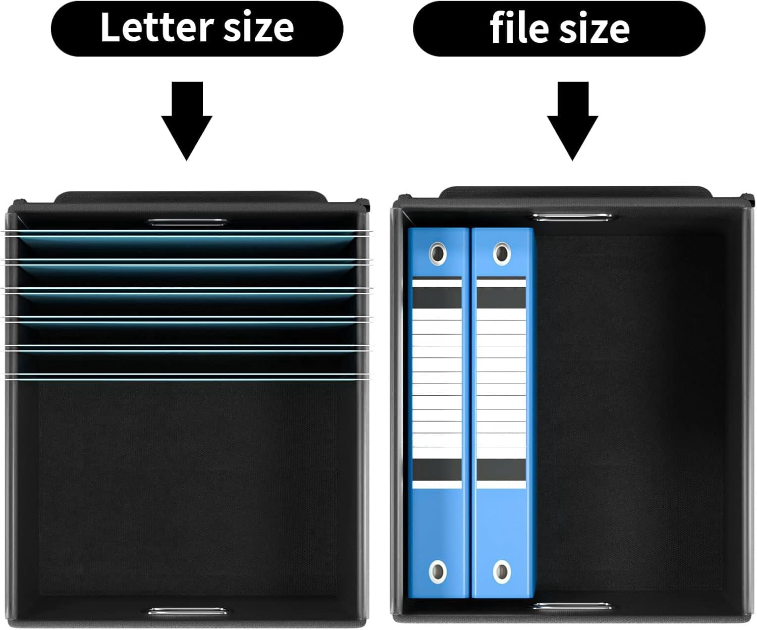 File Organizer Box with Lid, Collapsible Folder for Office Document Storage, Filing Plastic Slide Letter Size Hanging Folders(1 Pack, Black)