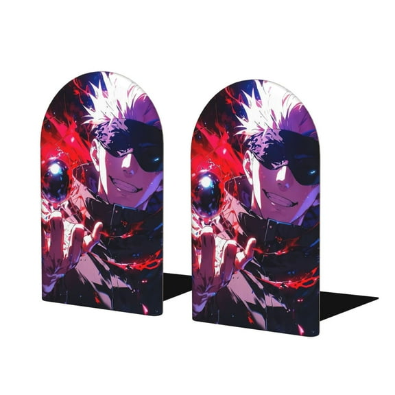 Jujutsu Kaisen Wood Bookends For Shelves Non-Slip Book Holders Decorative Room Office School Home Desktop Shelf (1 Pair)