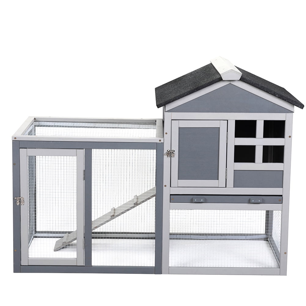 Kepooman Rabbit Hutch, Indoor Bunny Cage with Pull Out Tray, Outdoor Guinea Pig Cage, Gray Kepooman Rabbit Hutch, Indoor Bunny Cage with Pull Out Tray, Outdoor Guinea Pig Cage, Gray