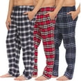 thumbnail image 2 of Mens Cotton Blend Flannel Plaid Sleep Bottoms Lounge Pajama Pants - 3 Pack Set C, Large, 2 of 6