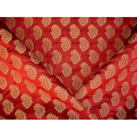 Satin Paisley Silk Wearbest Sil-Tex Embroidered Satin Silk Paisley Contract Designer Upholstery Drapery Fabric - By the Yard ()