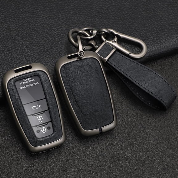 Key Fob Cover Compatible with Fit for Toyota RAV4 Camry Avalon C-HR Prius Corolla Highlander GT86 2021 2020 PU Leather 3/4 Button Key Case Holder Protector Keychain