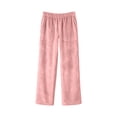 thumbnail image 4 of Ohufall Fleece Pajama Pants for Women Stretchy Wide Leg Sleep Pant Pockets Comfortable Solid Color Home Lounge Pants, 4 of 7