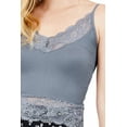 thumbnail image 5 of ShezPretty Women's Stylish V- Neck Seamless Lace Rib Cami Tank Top (Large, Charcoal), 5 of 6