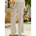 thumbnail image 3 of DOKOTOO Corduroy Pants for Womens Casual High Waisted Drawstring Wide Leg Pants Trousers with Pockets, 3 of 8