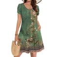thumbnail image 1 of Vestido Zeagoo para mujer, estampado verde bohemio, talla M, 1 of 6