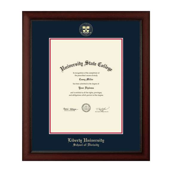 Framerly - Liberty Divinity Diploma Frame with Navy and Red Mat
