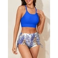 thumbnail image 4 of SHEWIN Women's Bikini Sets Two Pieces Bathing Suits Criss Cross Top Swimsuits High Waisted Drawstring Boyshorts, 4 of 9