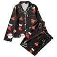 thumbnail image 4 of Womens Christmas Pajama Set Long Sleeve Collared Top and Pants Festive Holiday Sleepwear Cozy Loungewear for Home and Nights, 4 of 5