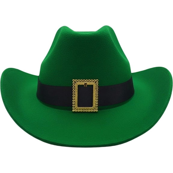 Jiibva Irish Festival Cowgirl Cap Western Decorative Belt Cowboy Hat Stylish Wide Brimmed Hat Outdoor Wear For Men Women