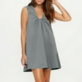 thumbnail image 5 of Women Sleeveless Babydoll Tank Mini Dress Scoop Neck Ruched Short Dresses 2025 Summer Party Vacation Dresses, 5 of 8